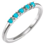 Thin Turquoise Stackable Ring 14K White Gold Thin Turquoise Stackable Ring 14K White Gold