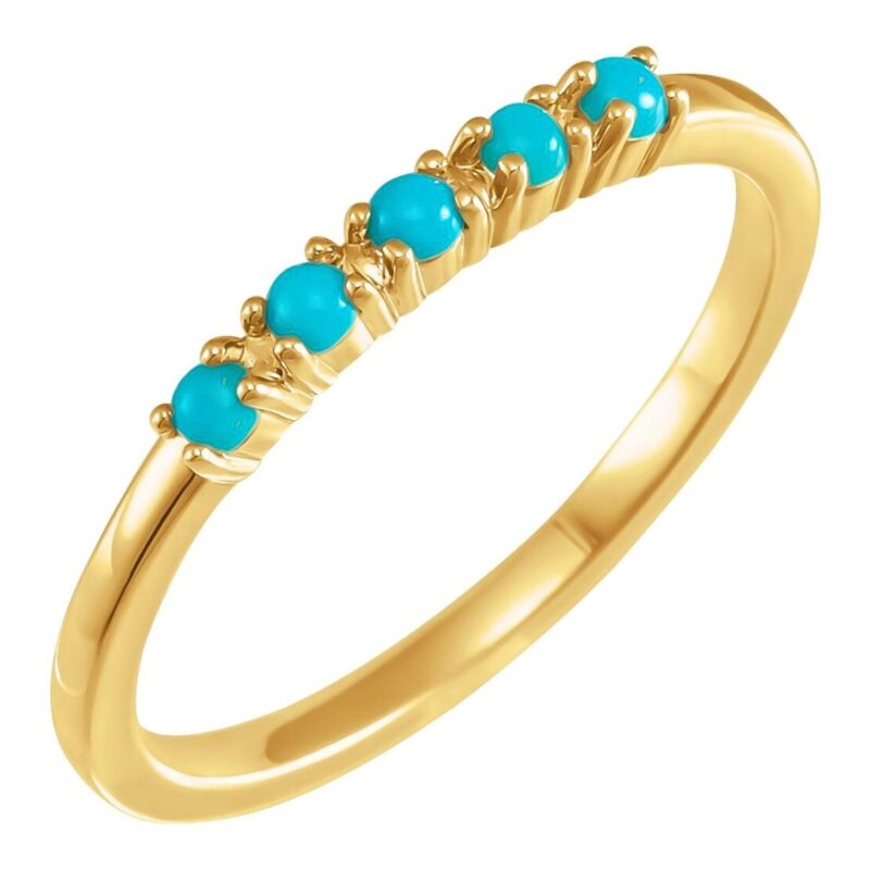 Thin Turquoise Stackable Ring 14K Yellow Gold