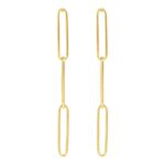 Three Link Paperclip Dangle Earrings 14K Yellow Gold