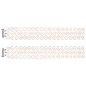 Three Strand Freshwater Pearl Necklace Sterling Silver