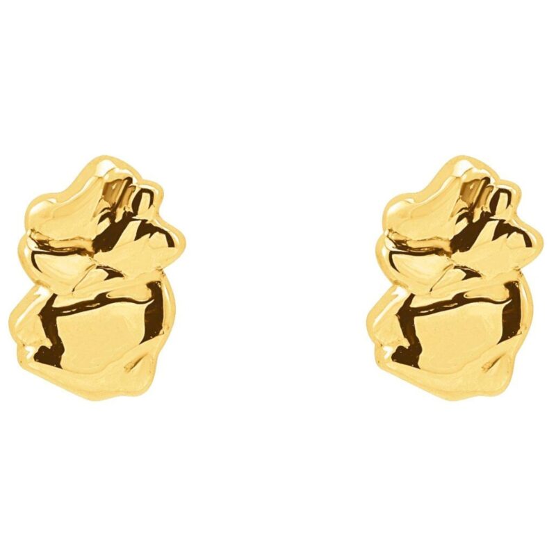 Tiny Nugget Stud Earrings 14K Yellow Gold