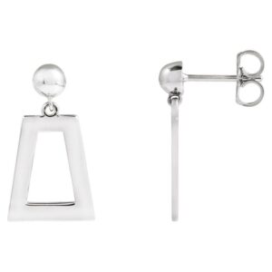 Trapezoid Dangle Drop Earrings 14K White Gold
