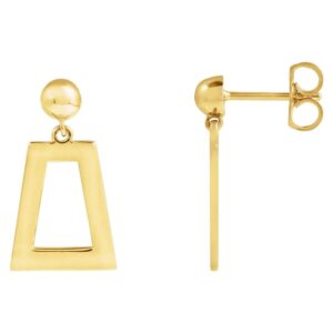 Trapezoid Dangle Drop Earrings 14K Yellow Gold
