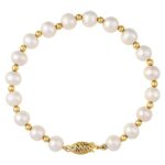 Treated Freshwater Cultured Pearls and Beads Bracelet 14K Yellow Gold Treated Freshwater Cultured Pearls and Beads Bracelet 14K Yellow Gold