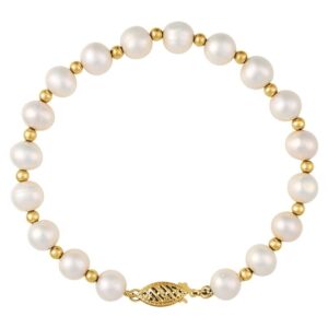 Treated Freshwater Cultured Pearls and Beads Bracelet 14K Yellow Gold