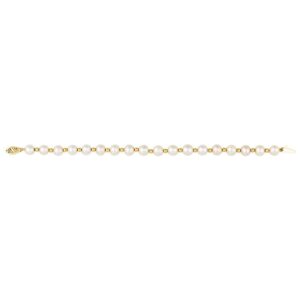 Treated Freshwater Cultured White Pearls and Beads Bracelet Solid 14K Gold
