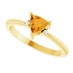 Trillion Cut Citrine Ring Diamond Accented 14K Gold