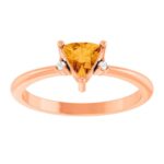 Trillion Cut Citrine Ring Diamond Accented 14K Rose Gold