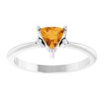 Trillion Cut Citrine Ring Diamond Accented 14K White Gold