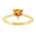 Trillion Cut Citrine Ring Diamond Accented 14K Yellow Gold