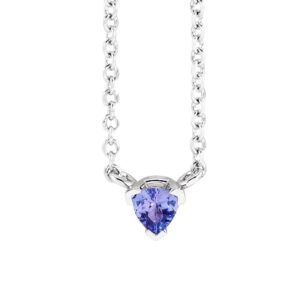 Trillion Cut Tanzanite Pendant Necklace 14K White Gold