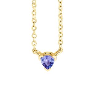 Trillion Cut Tanzanite Pendant Necklace 14K Yellow Gold
