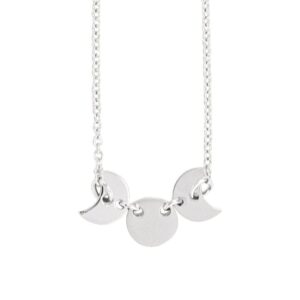 Triple Moon Goddess Necklace 14K White Gold