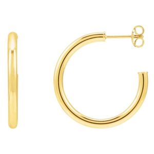 Tube C Hoop Earrings 14K Yellow Gold