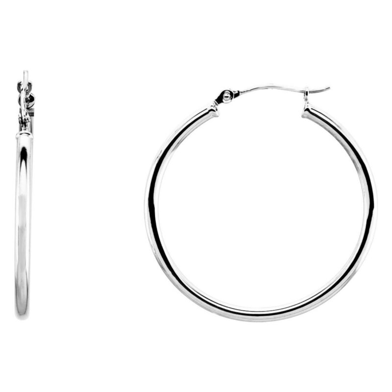 Tube Hoop Earrings Small to Extra Large 14K White Gold