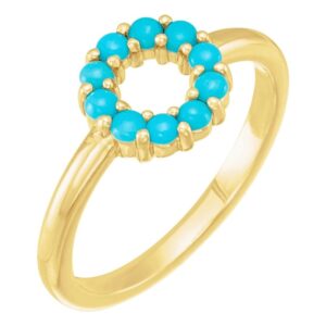 Turquoise Cabochon Halo Ring 14K Yellow Gold