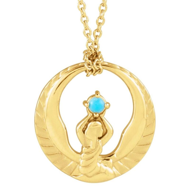 Turquoise Phoenix Necklace 14K Yellow Gold