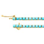 Turquoise Tennis Bracelet 14k Yellow Gold 4 Prong