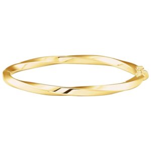 Twist Hinged Bangle Bracelet in 14k Gold