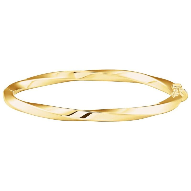 Twist Hinged Bangle Bracelet in 14k Gold