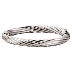Twisted Rope Hinged Bangle Bracelet Sterling Silver