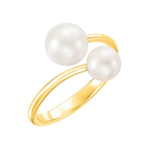 Two Pearl Bypass Ring 14K Gold