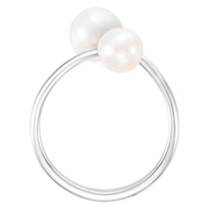 Two Pearl Bypass Ring 14K White Gold