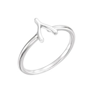 Wishbone Ring Solid 14k White Gold