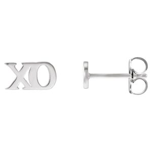 XO Stud Earrings 14K White Gold