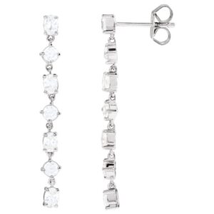 1 1 5 CTW 7 Stone Long Dangle Lab Grown Diamond Earrings 14K White Gold