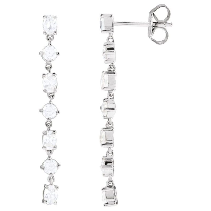 1 1 5 CTW 7 Stone Long Dangle Lab Grown Diamond Earrings 14K White Gold