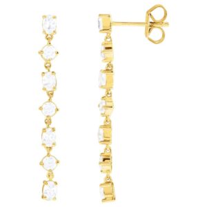1 1 5 CTW 7 Stone Long Dangle Lab Grown Diamond Earrings 14K Yellow Gold