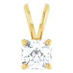 1/2 CT Asscher Cut Solitaire Diamond Pendant 14K Gold