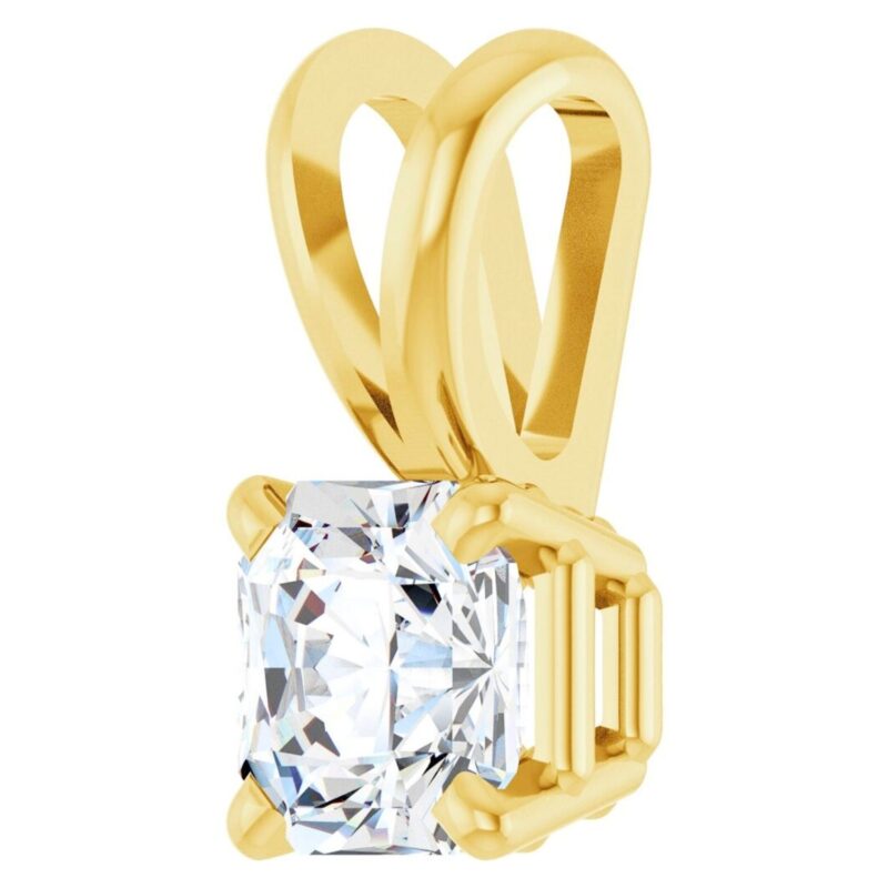 1/2 CT Asscher Cut Solitaire Diamond Pendant 14K Yellow Gold