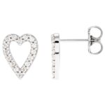 1 4 Ct Diamond Open Heart Stud Earrings 14K White Gold