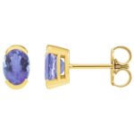 1 Carat Tw Oval Tanzanite Stud Earrings 14K Yellow Gold