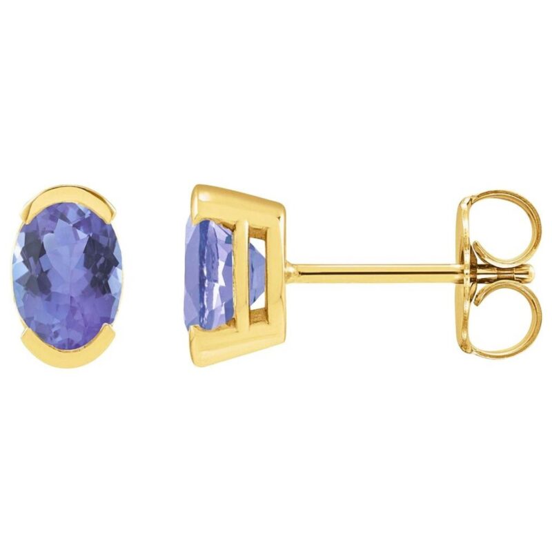 1 Carat Tw Oval Tanzanite Stud Earrings 14K Yellow Gold 1 Carat Tw Oval Tanzanite Stud Earrings 14K Yellow Gold
