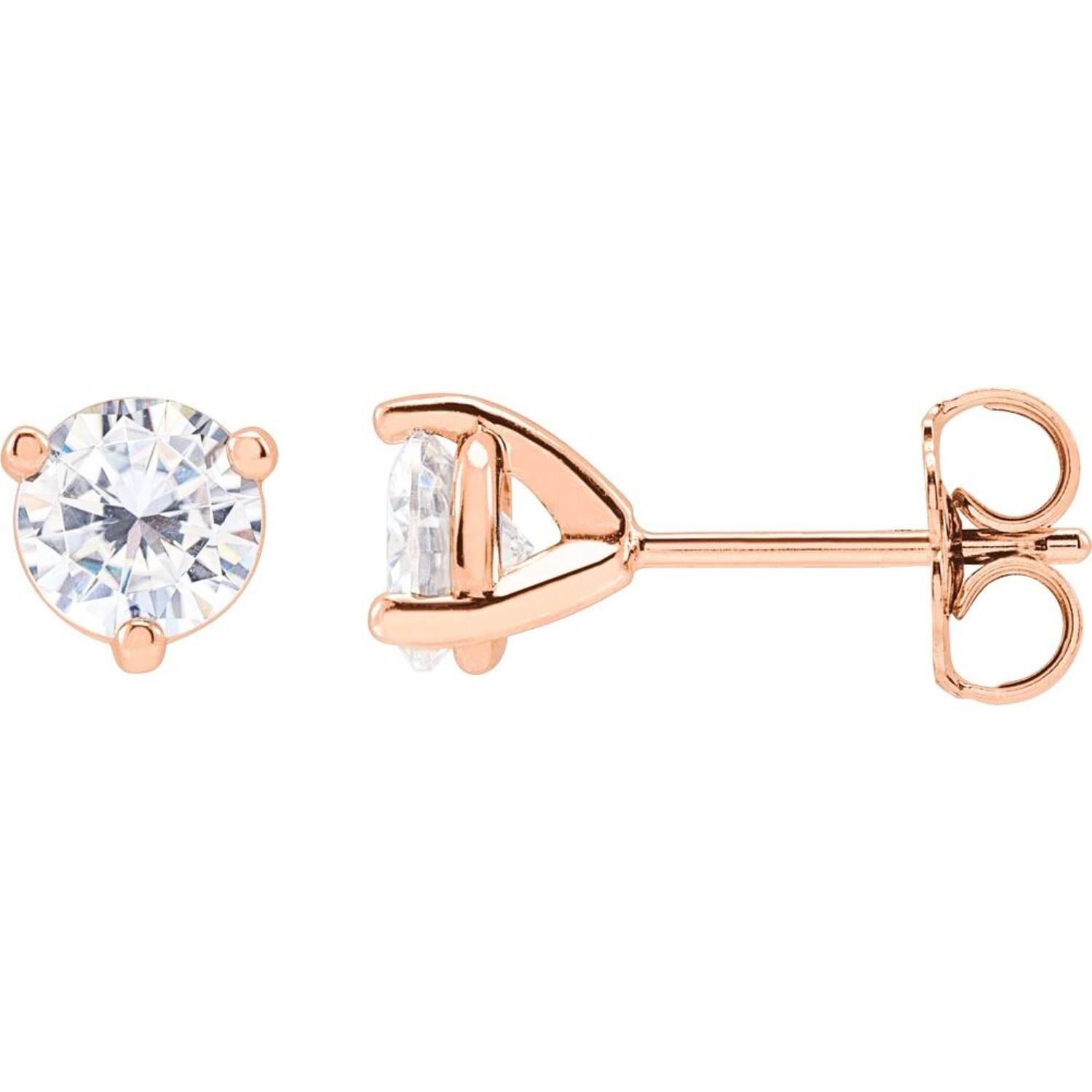 1 Carat Tw Round Moissanite Stud Earrings 5mm 14K Rose Gold 1 Carat Tw Round Moissanite Stud Earrings 5mm 14K Rose Gold
