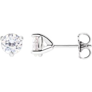 1 Carat Tw Round Moissanite Stud Earrings 5mm 14K White Gold