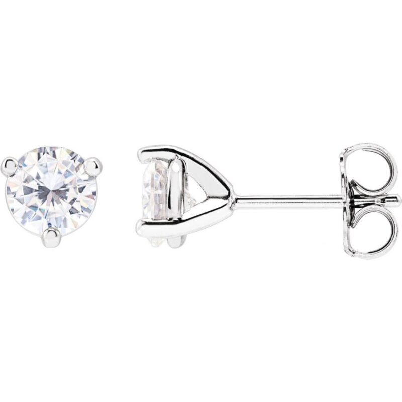 1 Carat Tw Round Moissanite Stud Earrings 5mm 14K White Gold 1 Carat Tw Round Moissanite Stud Earrings 5mm 14K White Gold