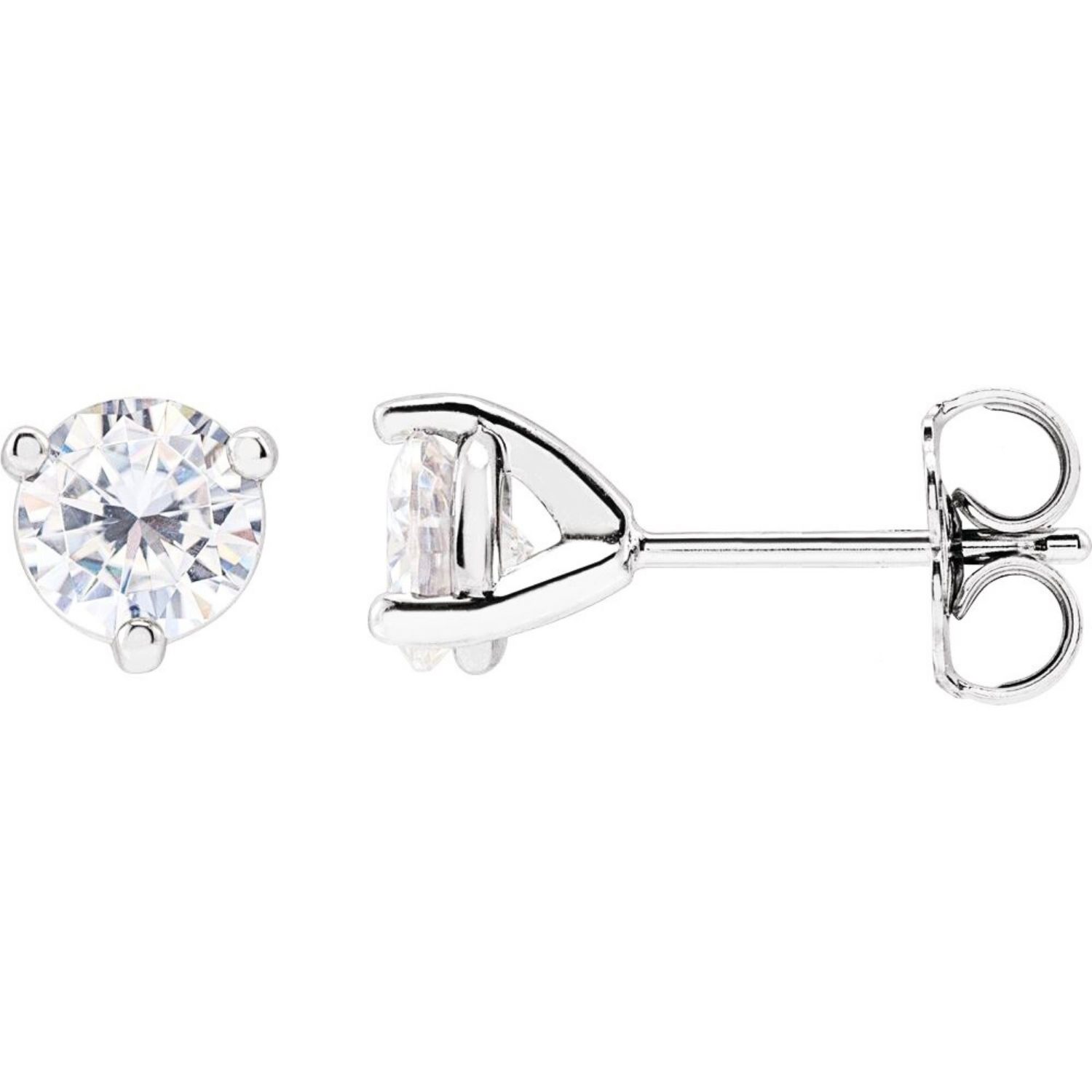 1 Carat Tw Round Moissanite Stud Earrings 5mm 14K White Gold 1 Carat Tw Round Moissanite Stud Earrings 5mm 14K White Gold