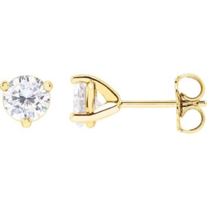 1 Carat Tw Round Moissanite Stud Earrings 5mm 14K Yellow Gold