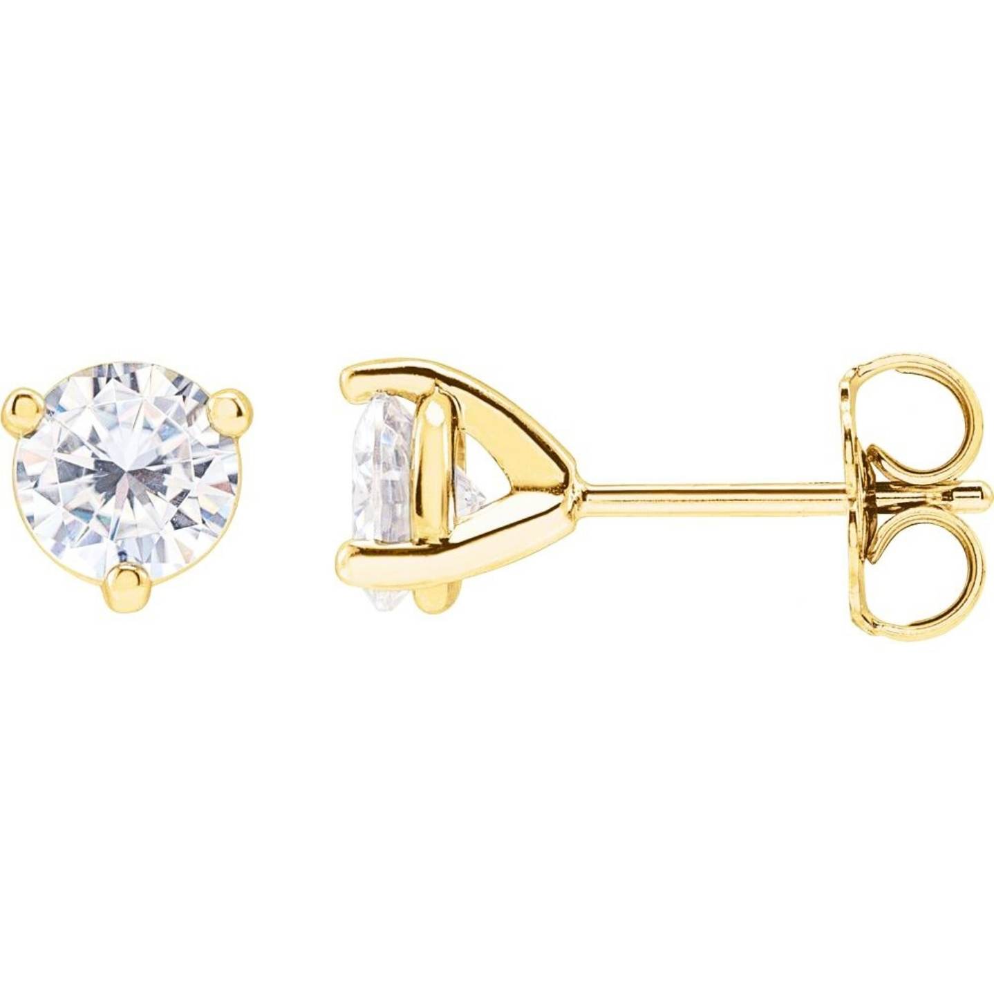 1 Carat Tw Round Moissanite Stud Earrings 5mm 14K Yellow Gold 1 Carat Tw Round Moissanite Stud Earrings 5mm 14K Yellow Gold