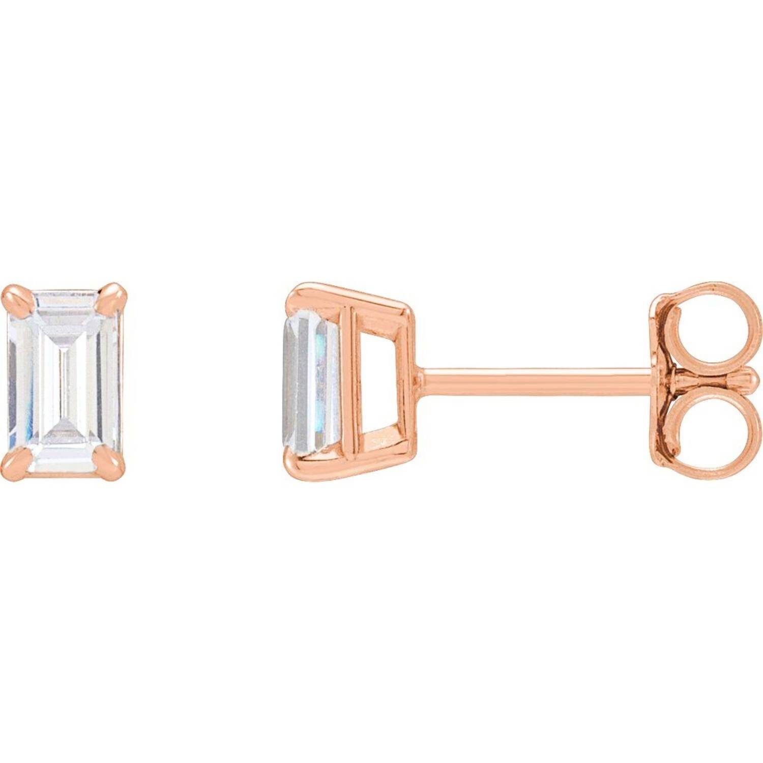 1.5 Carat Emerald Cut Lab Grown Diamond Stud Earrings 14K Rose Gold 1.5 Carat Emerald Cut Lab Grown Diamond Stud Earrings 14K Rose Gold