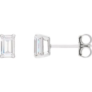 1.5 Carat Emerald Cut Lab Grown Diamond Stud Earrings 14K White Gold