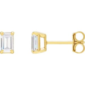 1.5 Carat Emerald Cut Lab Grown Diamond Stud Earrings 14K Yellow Gold