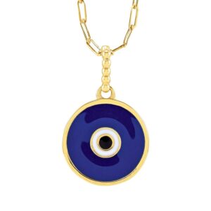 10K Gold Turkish Eye Pendant Necklace, Blue Turkish evil eye necklace, Nazar Eye necklace