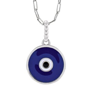 10K White Gold Turkish Eye Pendant Necklace