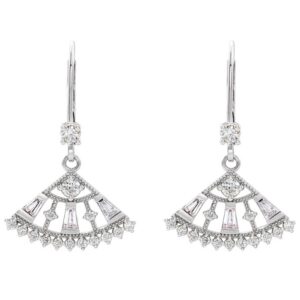 14K Gold 3/4 CTW Genuine Diamond Fan Drop Earrings