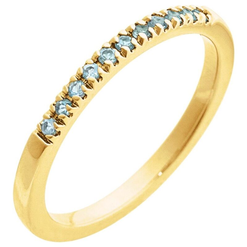 14K Gold Aquamarine March Birthstone Stackable Ring